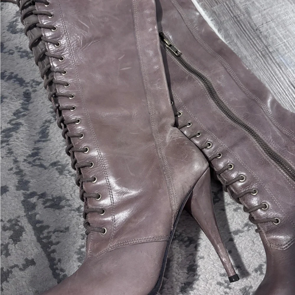 Joie Brown Over the Knee Lace-Up Boots - Picture 3 of 12